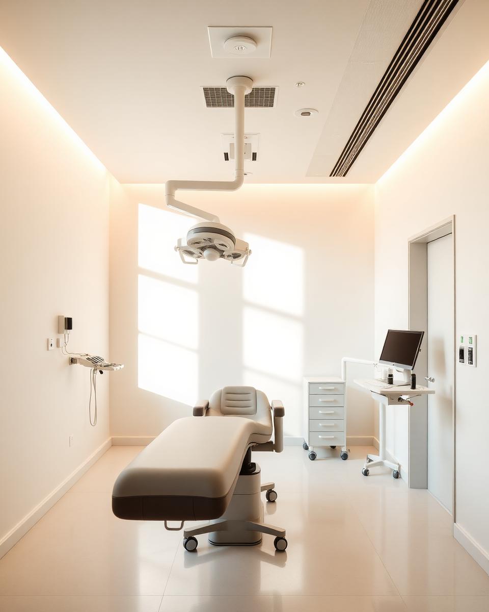Warmly lit private clinical suite